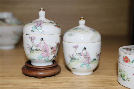 A group of late 19th/early 20th century Chinese famille rose boxes and small jars
